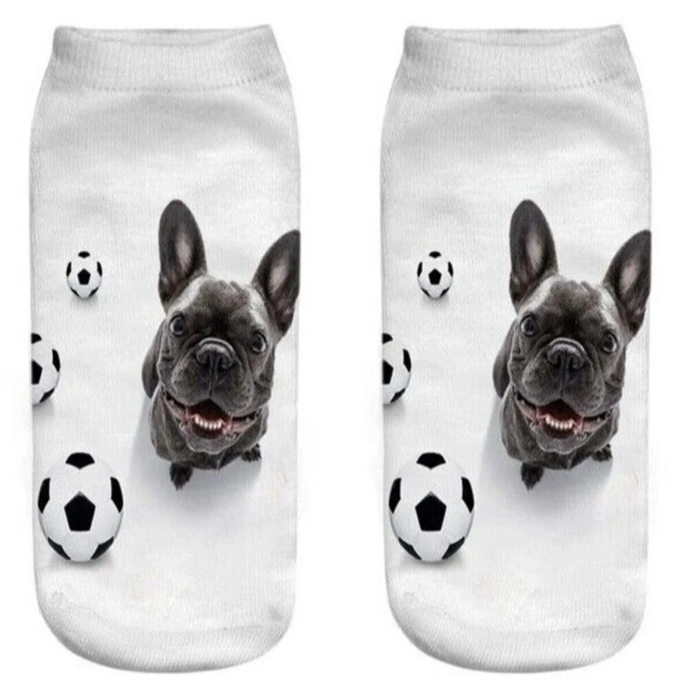 Girl Teen Socks Dog French Bulldog Soccer Whimsical Read Size New Free Shipping